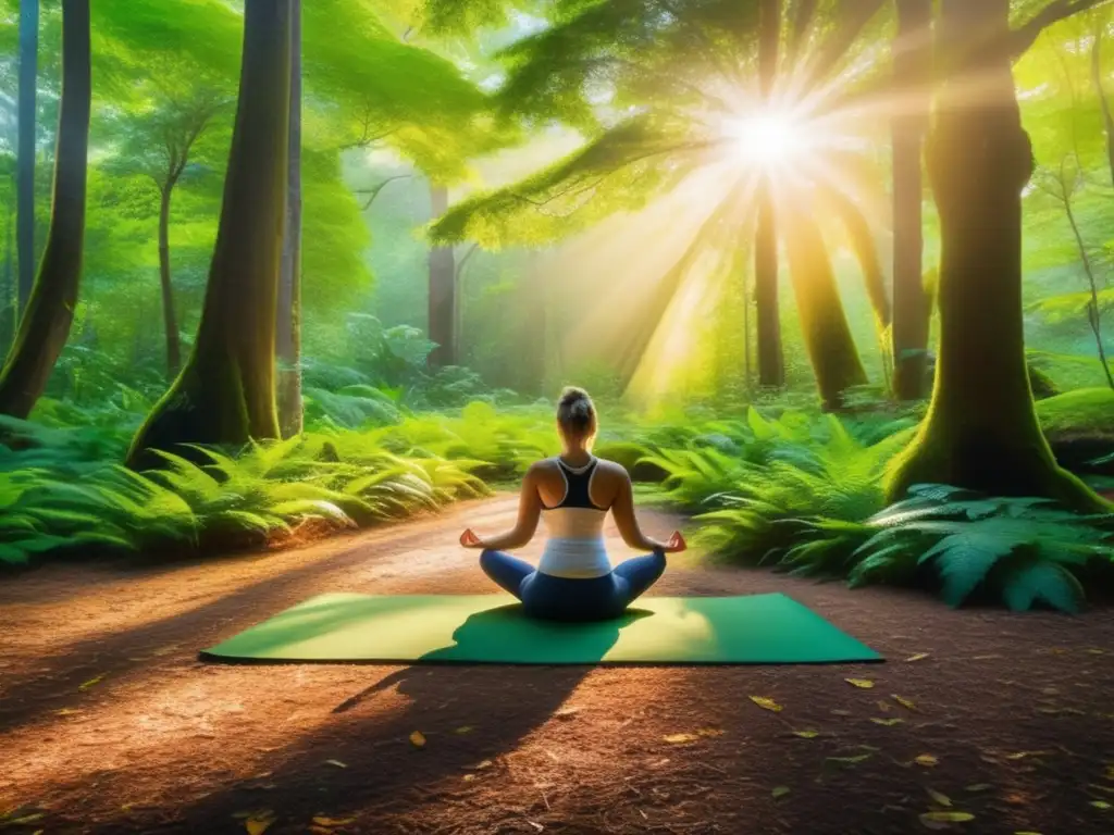 Yoga en la naturaleza: un claro sereno, verde vibrante, tranquilidad y conexión (110 caracteres)