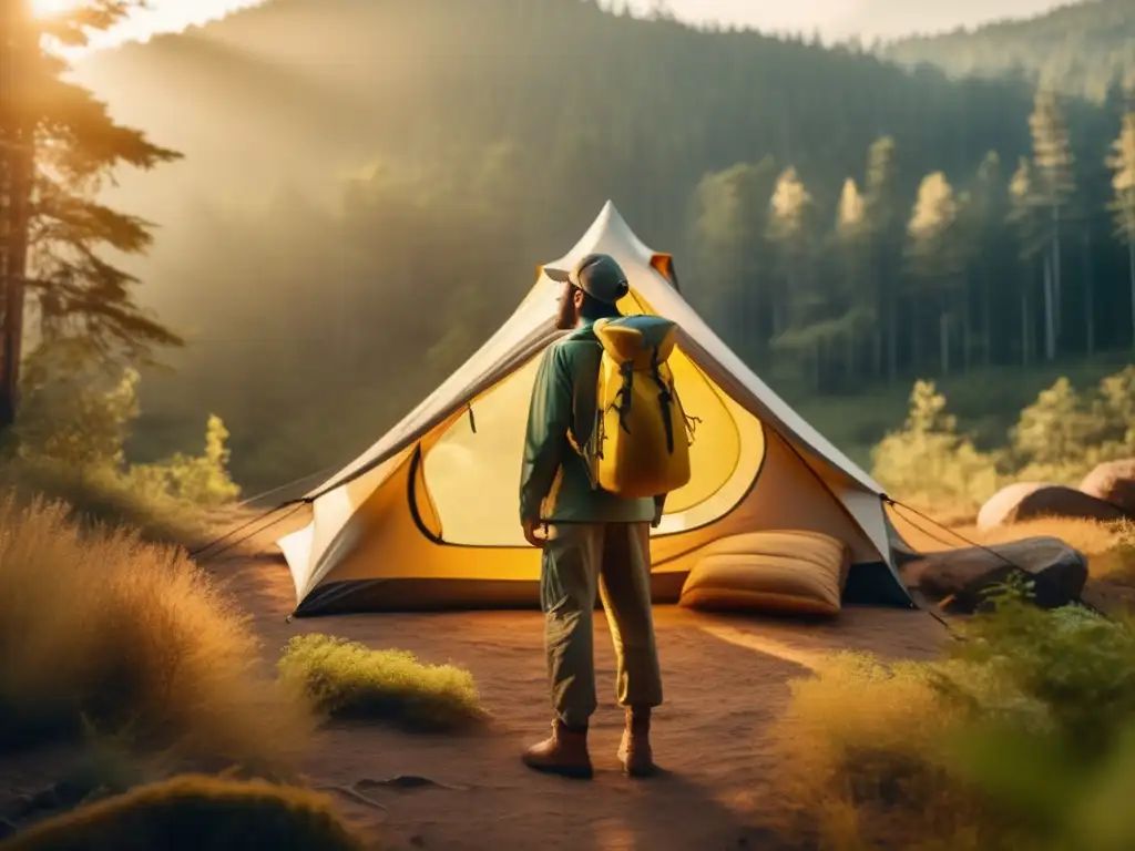 Imagen de camping en la naturaleza con red mosquitera - Repelentes de insectos naturales camping