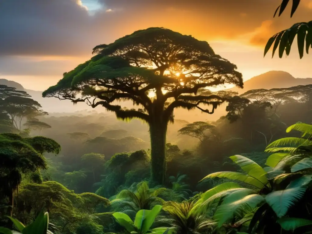 Tradición oral indígena y naturaleza: una imagen cautivadora de un anciano indígena compartiendo una historia en un exuberante bosque al atardecer