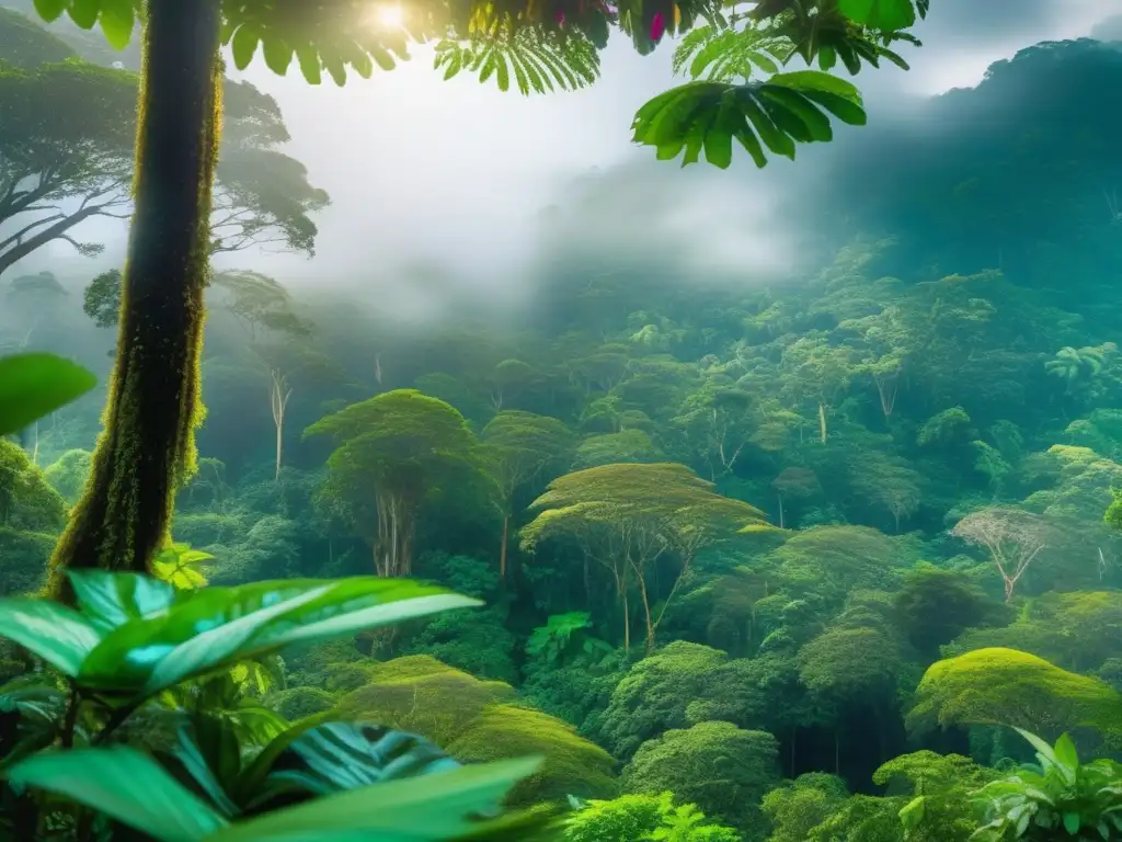 Una impresionante imagen en 8K muestra una vista panorámica impresionante de una exuberante selva virgen