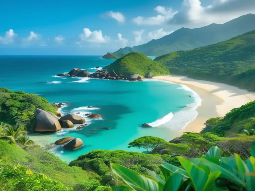 Descubriendo el encanto del Parque Nacional Tayrona en Colombia: vista impresionante de sus playas doradas y aguas cristalinas