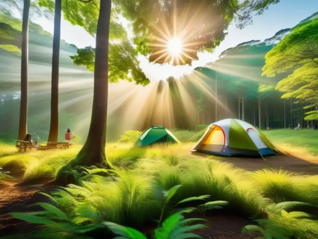 Senderismo y camping en un bosque encantador