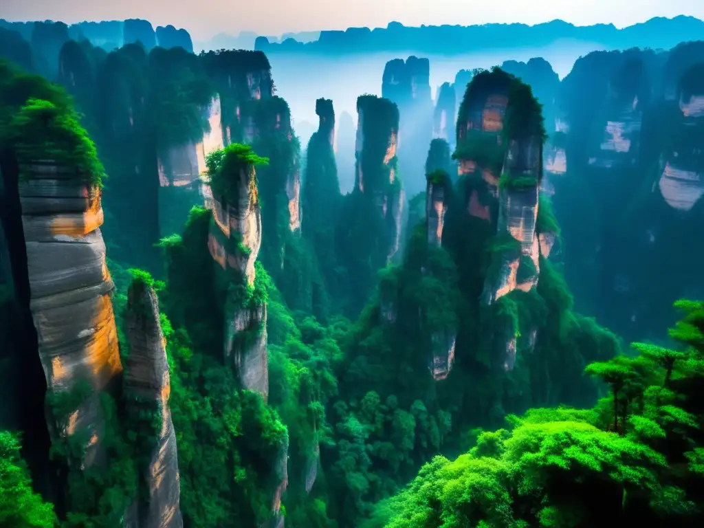 Descubriendo Parque Nacional Zhangjiajie en China: majestuosas formaciones de piedra, bosque frondoso y misteriosa neblina