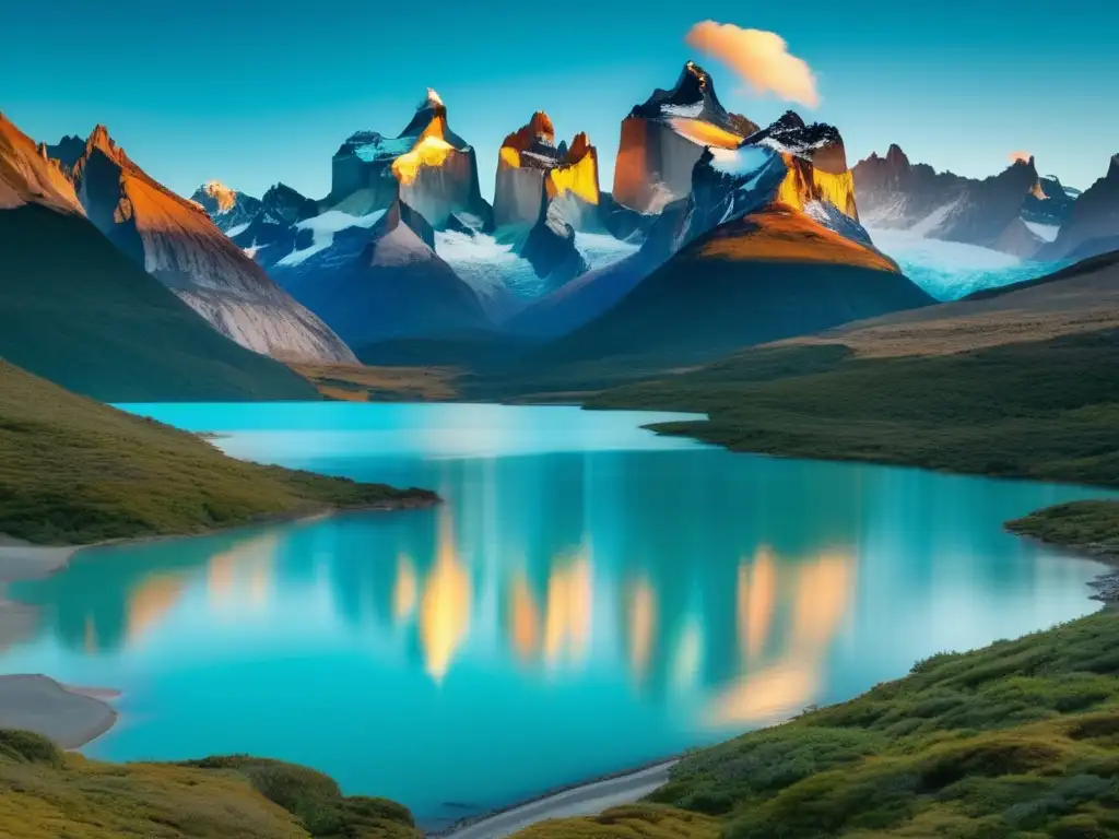 Paisaje impresionante de montañas en Parque Nacional Torres del Paine, Chile