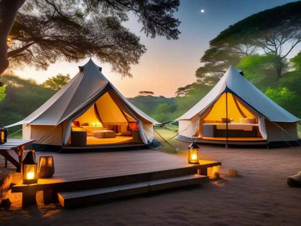 Experiencia de acampada de lujo en áreas protegidas, con entorno natural y vistas al lago