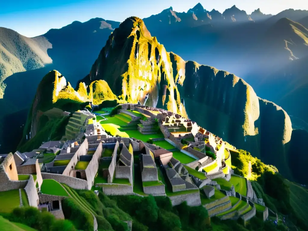 An image of Machu Picchu at sunset, showcasing its beauty and mystery