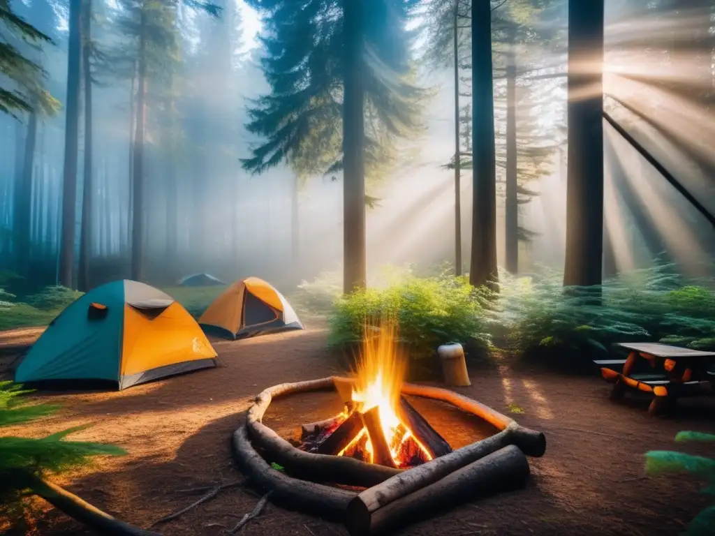 Imagen impresionante de un bosque denso, con árboles majestuosos y luz solar filtrándose entre las hojas