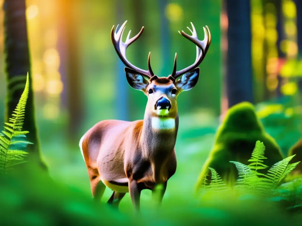 Impacto del campismo en fauna silvestre: apacible y misterioso encuentro con un majestuoso ciervo en el bosque