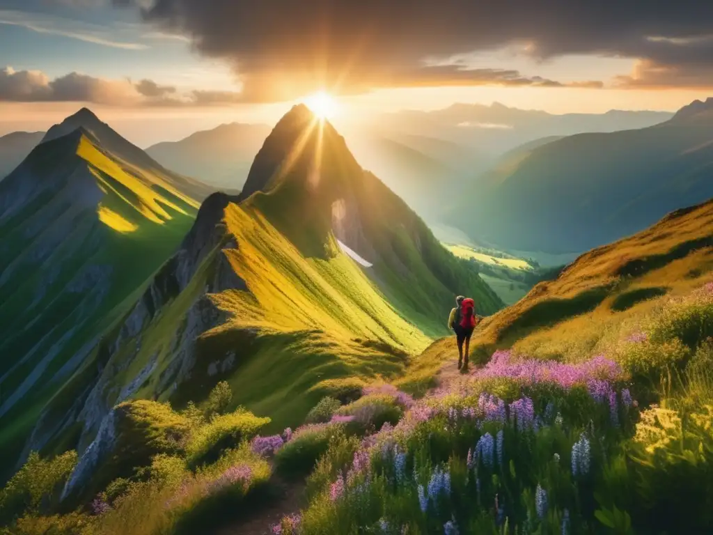 Impresionante paisaje montañoso, con valles verdes y picos majestuosos