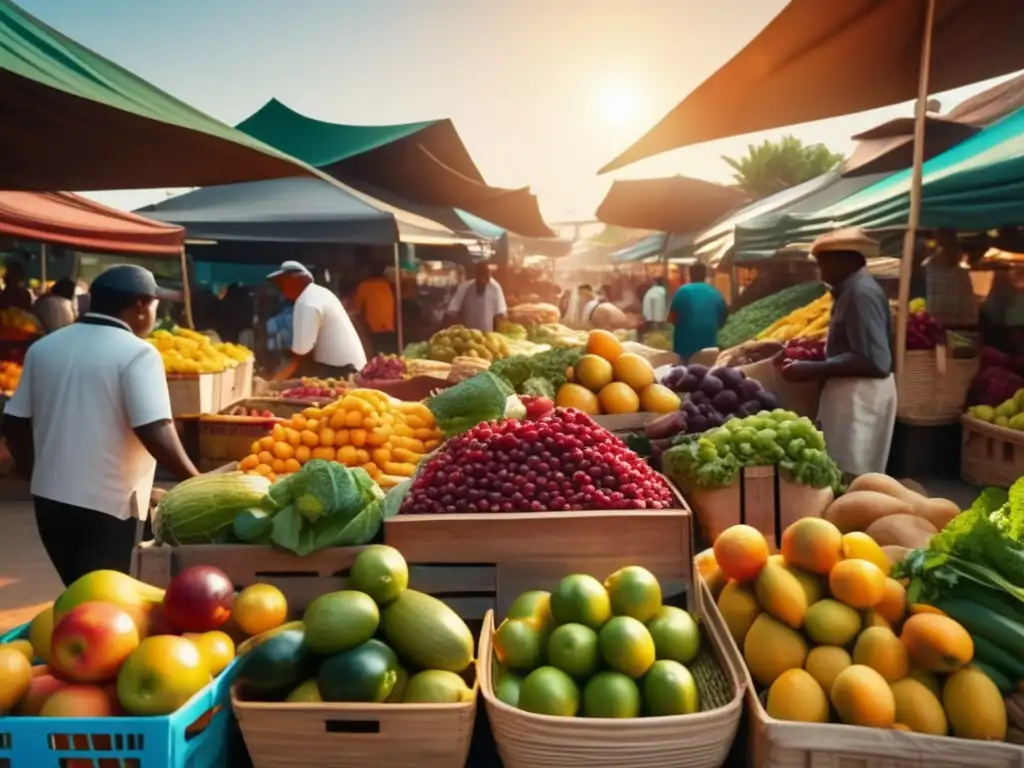 Mercado vibrante en clima caliente: métodos de conservación alimentos climas cálidos