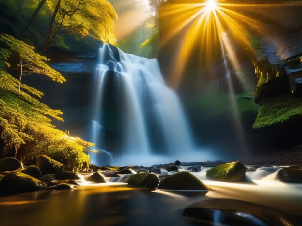 Foto de movimiento en naturaleza: Cascada congelada en un bosque misterioso