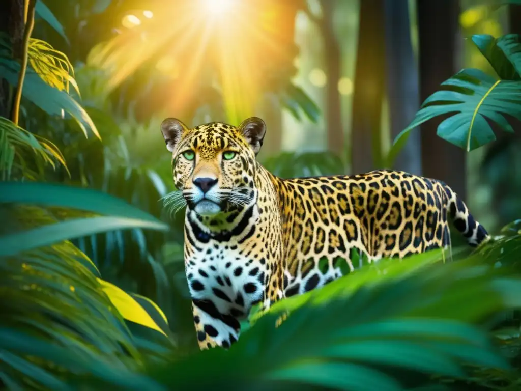 Fotografiando fauna salvaje: Consejos sigilosos - Jaguar camuflado en la densa jungla al atardecer, listo para cazar