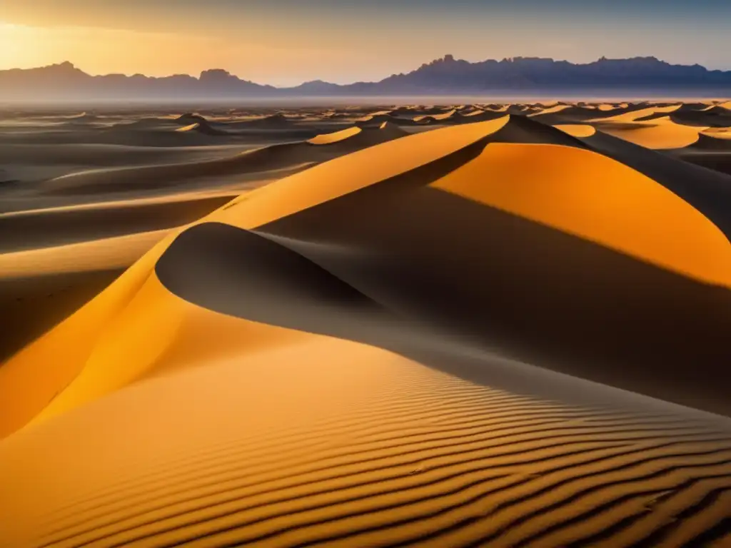 Paisaje desértico con dunas doradas, rocas imponentes y cielo azul - Orientación en zonas desérticas