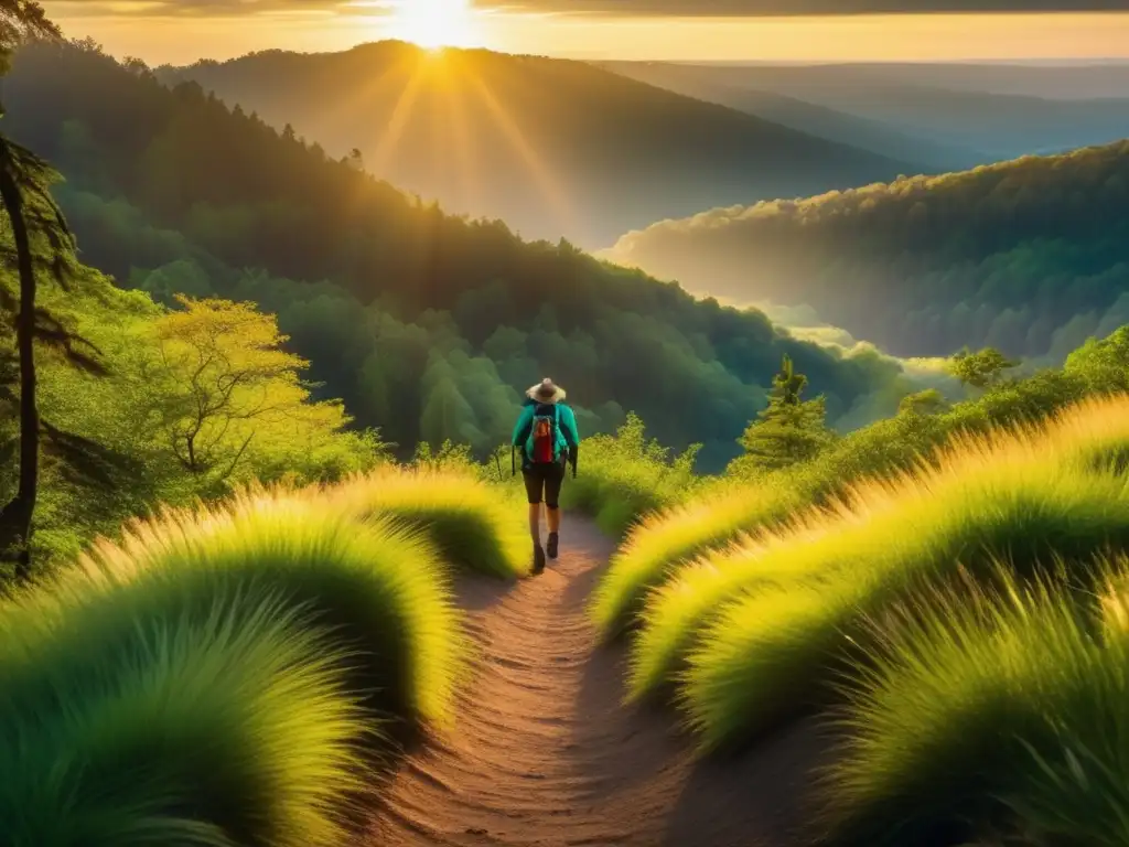 Paisaje cautivador al amanecer con esterilla ideal para senderismo