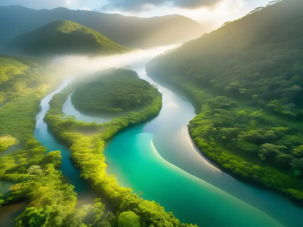 Descubriendo el encanto del Río de los Sueños: un paisaje misterioso y sereno con un río cristalino, una cascada majestuosa y exuberante vegetación