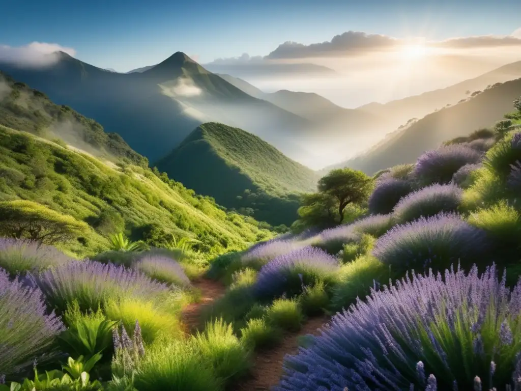 Montaña con plantas medicinales, misterio y encanto