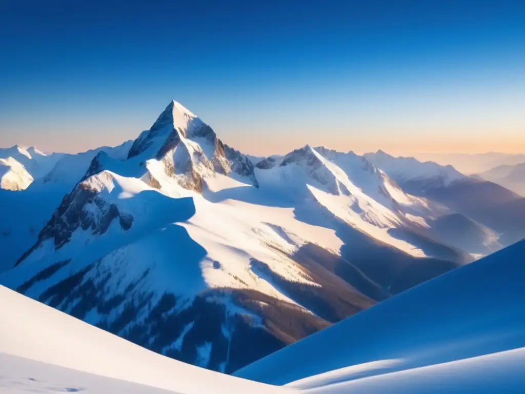 Senderismo invierno: Montañas nevadas reflejan serenidad y simbolismo