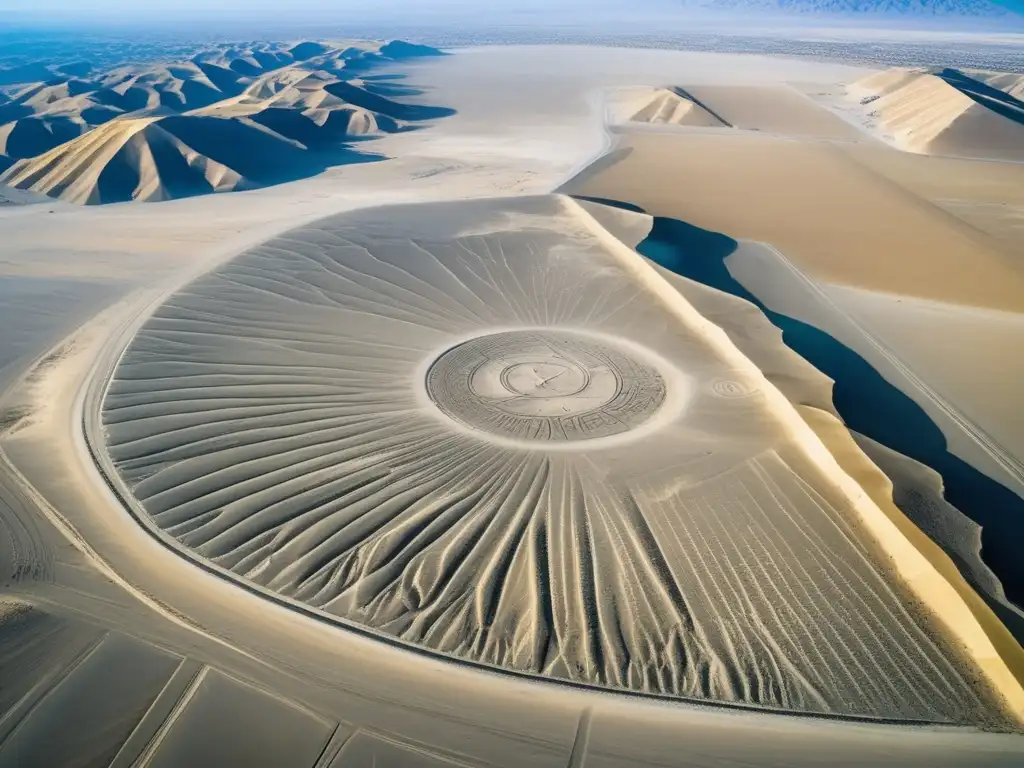 A vista aérea fascinante del Desierto de Nazca, revelando las enigmáticas Líneas de Nazca en todo su esplendor