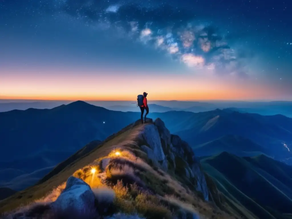 Hiker en montaña con astrolabio: Usos del astrolabio en senderismo