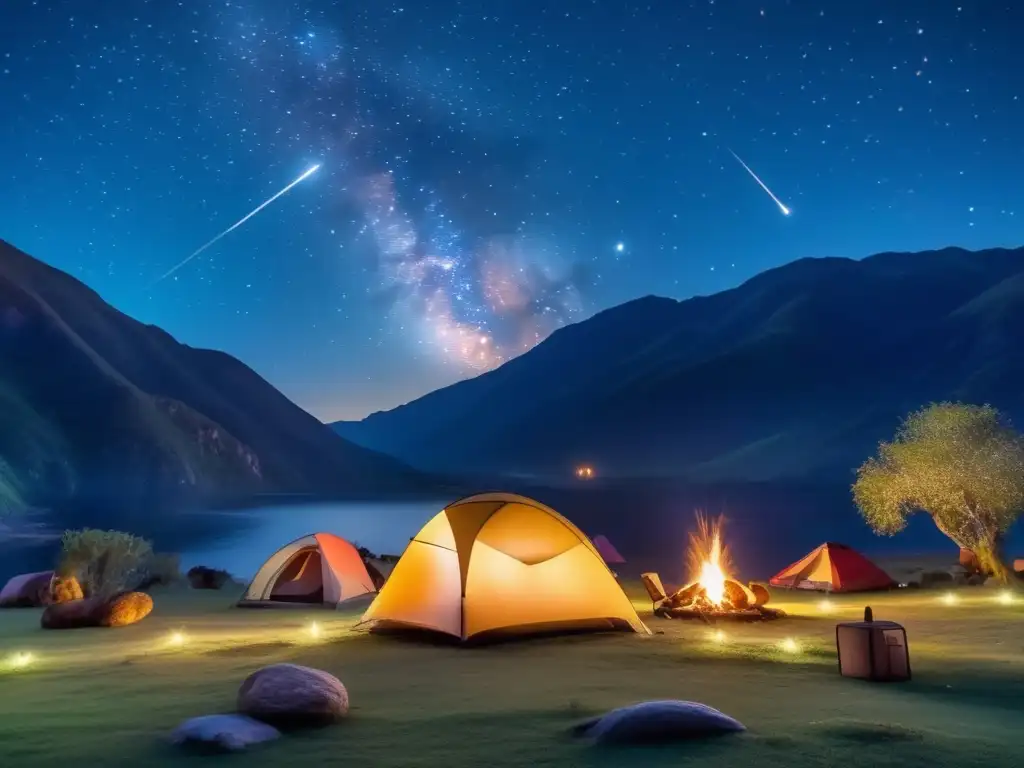 Guía estelar camping: Noche estrellada con constelaciones, acampada y la Vía Láctea