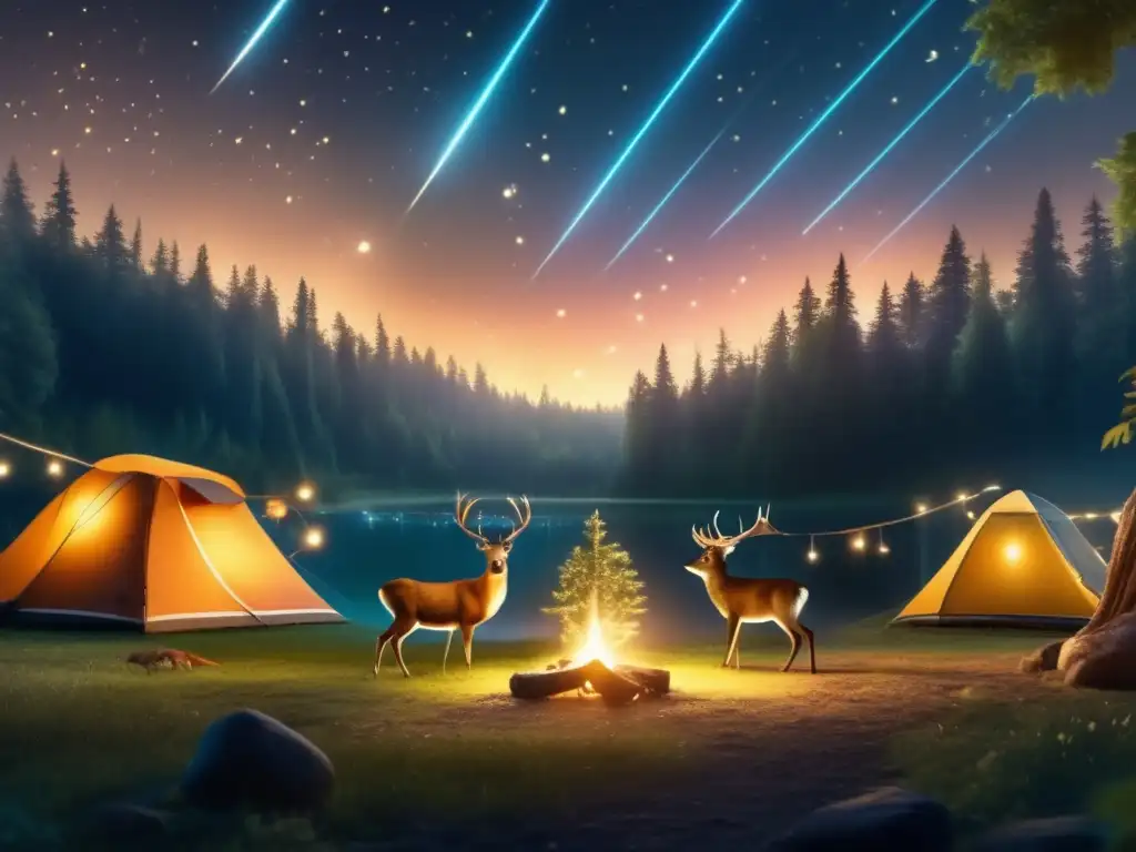 Vida nocturna fauna senderismo: Imagen fascinante de la vida nocturna de la fauna en un camping