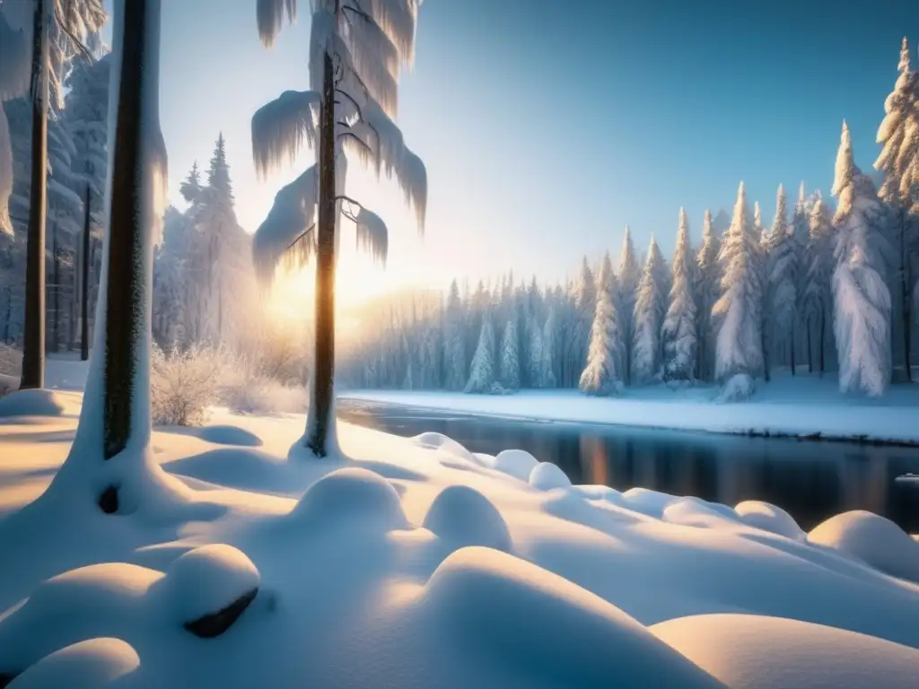 Rituales invierno naturaleza quietud: paisaje invernal con practicantes de yoga y meditación