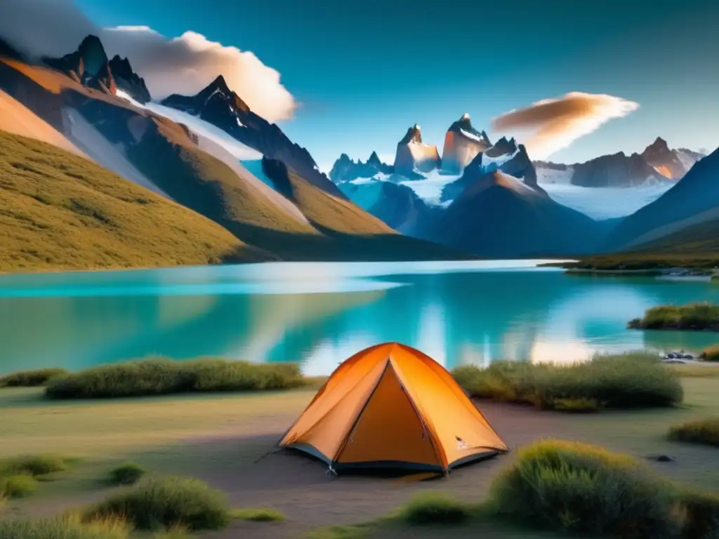 Guía de camping en Parque Nacional de los Glaciares: Majestuosas montañas, campamento sereno, glaciares imponentes