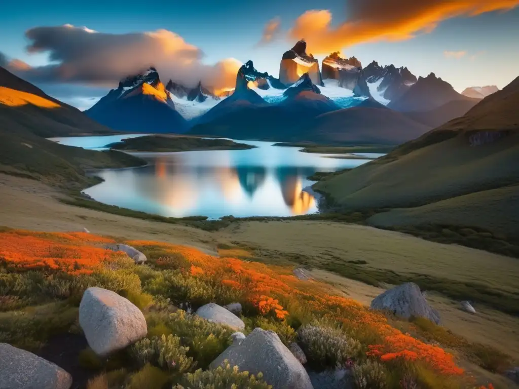 Paisaje impresionante de la Patagonia al atardecer