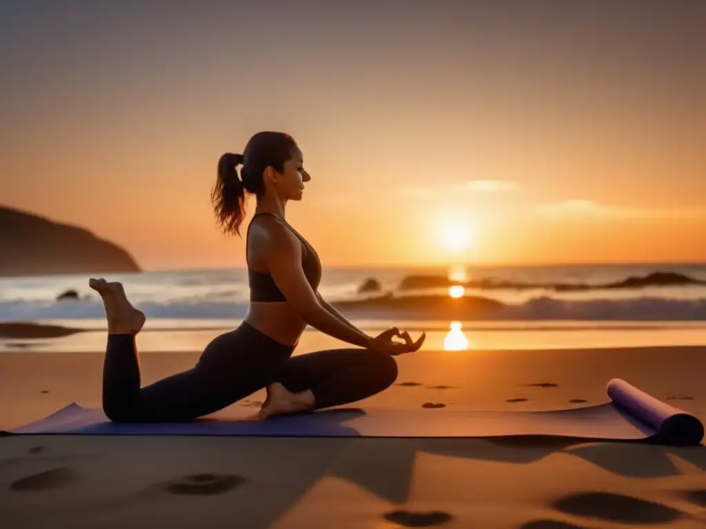 Yoga en la naturaleza: playa al amanecer, paz y conexión