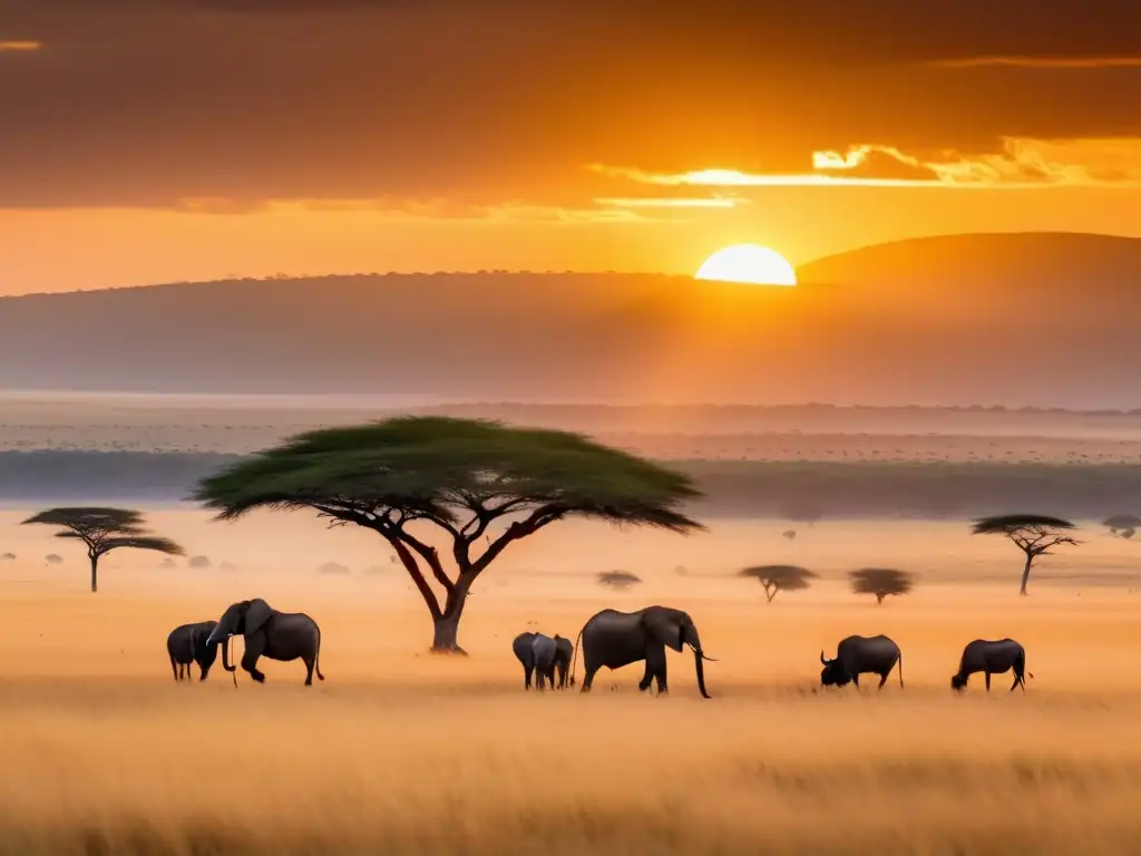 Senderismo Maasai en la sabana africana: Majestuosidad, tradición y vida salvaje en la reserva nacional de Maasai Mara al atardecer