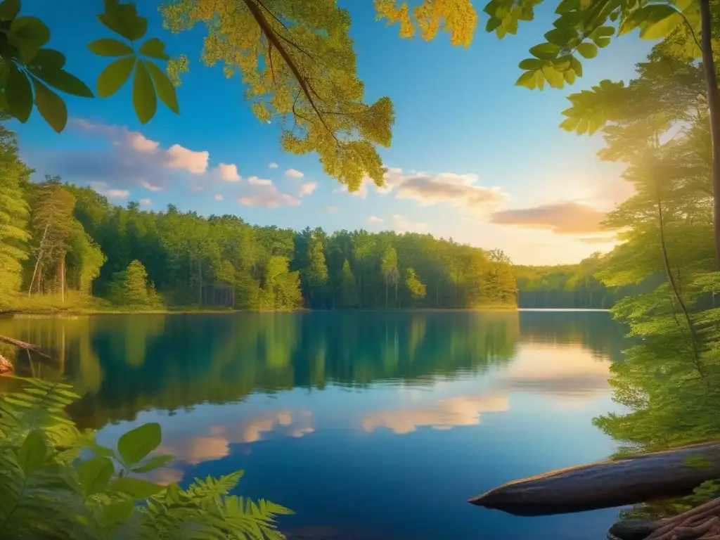 Senderismo y camping en lugares sagrados Ojibwa: Imagen 8k detallada de un sitio sagrado Ojibwa rodeado de naturaleza y energía divina