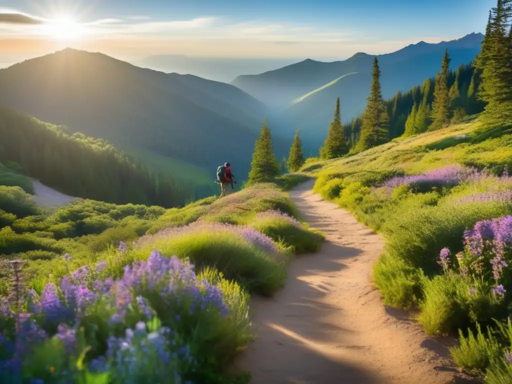 Un sendero sereno rodeado de naturaleza exuberante y montañas, ideal para snacks saludables en senderismo