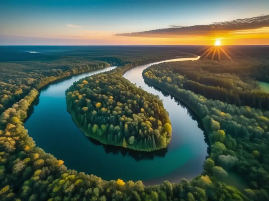 Vista aérea de bosque con tecnologías modernas para conservación áreas acampada