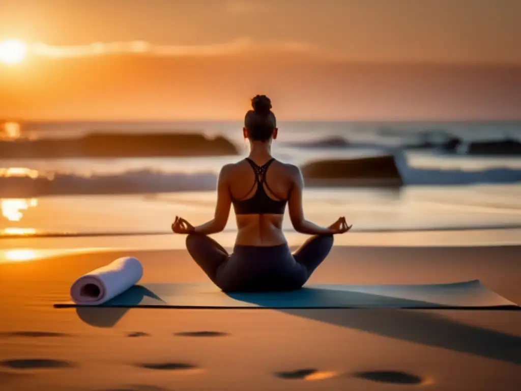 Beneficios del yoga en la playa durante el amanecer